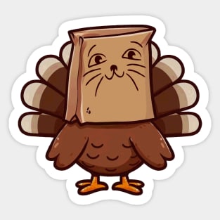 Thanksgiving Turkey Funny Fake Cat Face Sticker